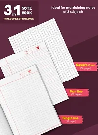 Target 3 in 1 Notebook for Kids | Maths Square 9 MM, Single Line Notebook , Four Line Notebook | 172 Pages 18 x 24 cm Soft Bound | 58 GSM | Pack of 8-thumb1