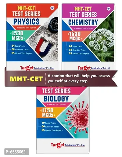 MHT-CET Physics, Chemistry and Biology Test Series | (PCB) Books for Pharmacy Entrance Exam | Includes Answers and Solutions in Topic Tests, Revision Tests and Model Test Papers | 4810 MCQs | 3 Books-thumb0