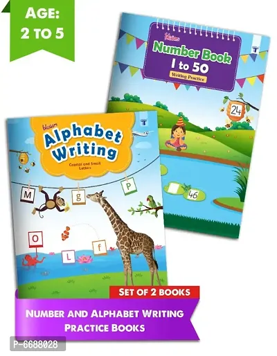 English Alphabet Writing Book For Kids and Number Book 1 to 50 | ABCD Capital And Small Letter Practice Activities For Nursery Children |1 To 50 Writing Practice Of Numbers With Activities | Pack of 2-thumb0
