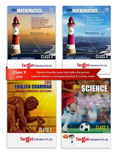 CBSE Class 10 Maths Science and English Grammar Books | HOTS, NCERT Exemplar, Textual Questions | Chapterwise Previous Years Solved Questions, Grammar Exercises | Based On New Paper Pattern | 3 Books