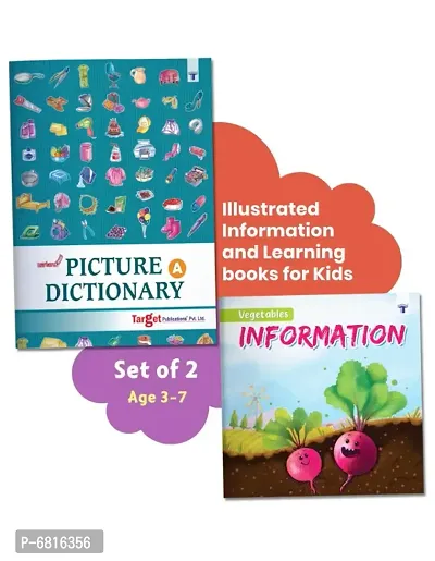 Nurture Picture Dictionary Books For Kids and Vegetable Book | 3 To 7 Year Old Children | Introduces - Alphabets, Numbers, Vegetables And GK | Set Of 2 Books