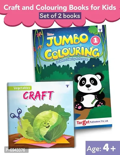 Jumbo Colouring Book and Vegetable Craft Book for Kids |Includes Colouring, Art  Craft  Activities | Step by Step Video Guidance  Reference Image | Engaging  Interactive Activity | Combo of 2-thumb0