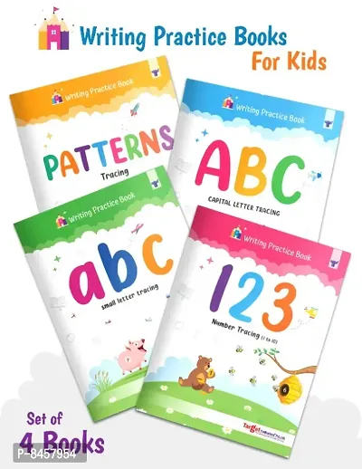 Writing Practice Books for Kids | ABC Capital Letters, Small Letters, Numbers (1 to 10), Line Tracing Pattern | Pack of 4 Books-thumb0