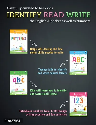Writing Practice Books for Kids | ABC Capital Letters, Small Letters, Numbers (1 to 10), Line Tracing Pattern | Pack of 4 Books-thumb2