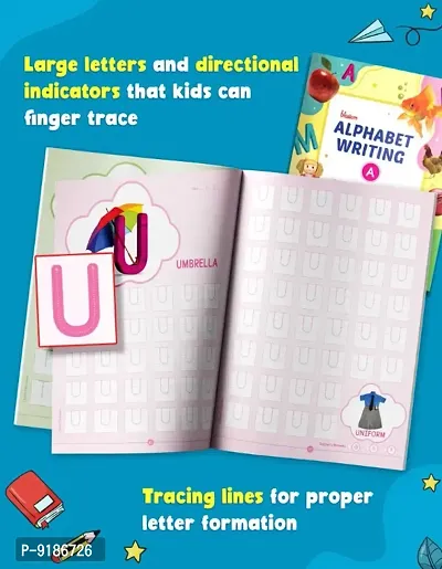 Writing Practice Book Set For Preschooler : Pack Of 6 Books : Capital Letters, Small Letters, Patterns and Numbers 1 To 20, Cursive Capital Letters, Cursive Small Letters  Hindi Sulekh (Ka kha Ga)-thumb2