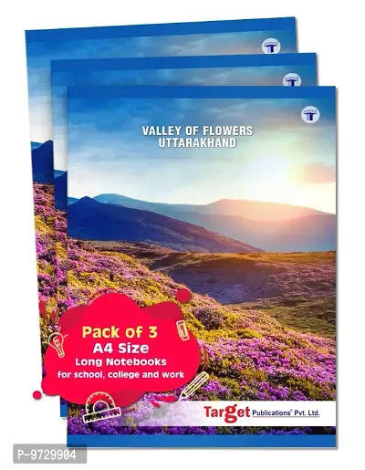 Long Notebooks | Valley of Flowers | A4 Size | 164 Single Line Ruled Pages | Writing Book | Useful for School, College  Office | 21 cm x 29.7 cm | Set of 3