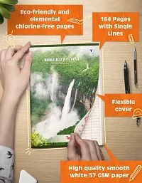 Long Notebooks | Nohkalikai Waterfall | A4 Size | 164 Single Line Ruled Pages | Writing Book | Useful for School, College  Office | 21 cm x 29.7 cm | Set of 3-thumb1