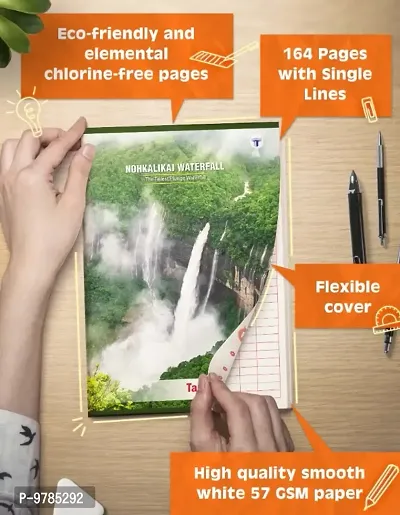 Long Notebooks | Nohkalikai Waterfall | A4 Size | 164 Single Line Ruled Pages | Writing Book | Useful for School, College  Office | 21 cm x 29.7 cm | Set of 3-thumb2