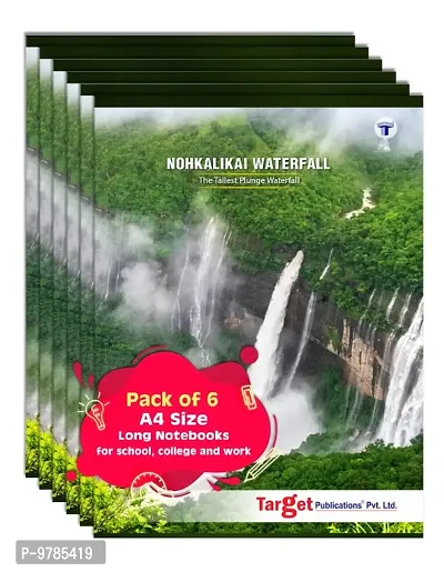 Long Notebooks | Nohkalikai Waterfall | A4 Size | 164 Single Line Ruled Pages | Writing Book | Useful for School, College  Office | 21 cm x 29.7 cm | Set of 6-thumb0