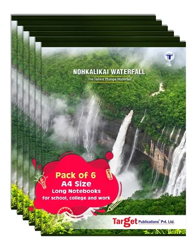 Long Notebooks | Nohkalikai Waterfall | A4 Size | 164 Single Line Ruled Pages | Writing Book | Useful for School, College  Office | 21 cm x 29.7 cm | Set of 6