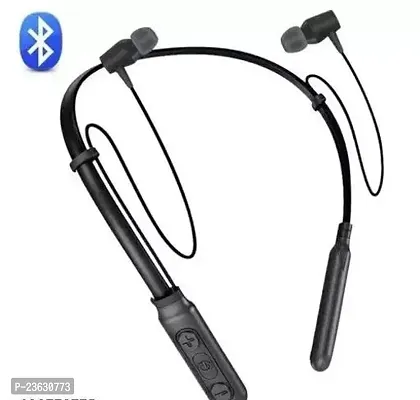 Stylish Black In-ear Bluetooth Wireless Neckband With Microphone-thumb0