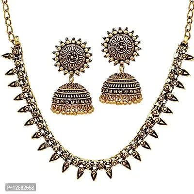 V L IMPEX Antique Oxidised German Brass Black Metal Necklace Tribal Banjara Chokar Necklace-thumb0