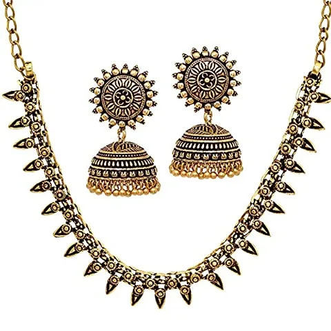 V L IMPEX Oxidised German Brass Metal Necklace Tribal Banjara Chokar Necklace