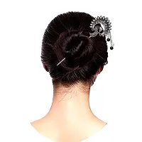 V L IMPEX Peacock Design Hair Stick for Bun Designer Metal Hair Pin for Women (VLHP31BW)-thumb2