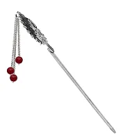 V L IMPEX Peacock Design Hair Stick for Bun Designer Metal Hair Pin for Women (VLHP31MRN)-thumb2