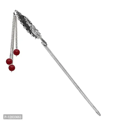 V L IMPEX Peacock Design Hair Stick for Bun Designer Metal Hair Pin for Women (VLHP31MRN)-thumb3