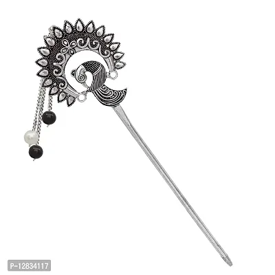 V L IMPEX Peacock Design Hair Stick for Bun Designer Metal Hair Pin for Women (VLHP31BW)