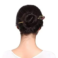 V L IMPEX Peacock Theme Gold Plated Rani Blue Colour Women Fashion Hair Sticks-thumb2