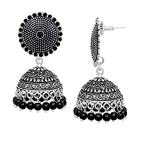 V L IMPEX Meena Work Tops With Oxidised Jhumki Earring For Girls (VLMWE40BLK)-thumb1