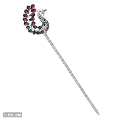 V L IMPEX Peacock Theme Red Colour Women Fashion Hair Sticks