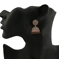 V L IMPEX Sun Shape Lightweight With Maroon and Green Color Gold Plating Oxidised Jhumki Jhumka Earrings for Girls-thumb2