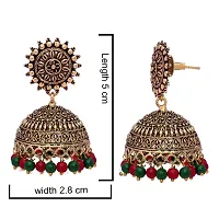 V L IMPEX Sun Shape Lightweight With Maroon and Green Color Gold Plating Oxidised Jhumki Jhumka Earrings for Girls-thumb3