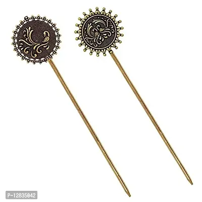 V L IMPEX Juda Pin Oxidized Metal Hair Stick for Women/Girls-thumb0