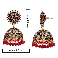 V L IMPEX Sun Shape Lightweight With Maroon Color Gold Plating Oxidised Jhumki Jhumka Earrings for Girls-thumb3