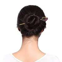 V L IMPEX Peacock Theme Gold Plated Rani Colour Women Fashion Hair Sticks-thumb2