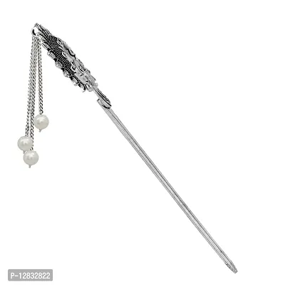 V L IMPEX Peacock Design Hair Stick for Bun Designer Metal Hair Pin for Women (VLHP31PRL)-thumb2