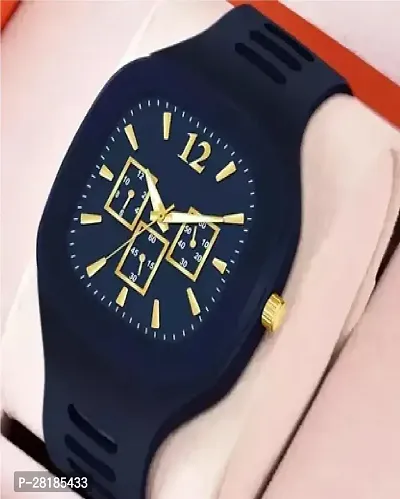 Square Pattern Dial Navy Blue Color Miller Watch- For Men-thumb0