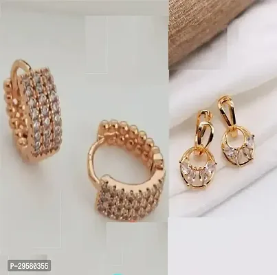 Stylish Brass  Golden Earrings Pack of 2