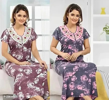 Elegant Cotton Printed Nighty Pack of 2-thumb0