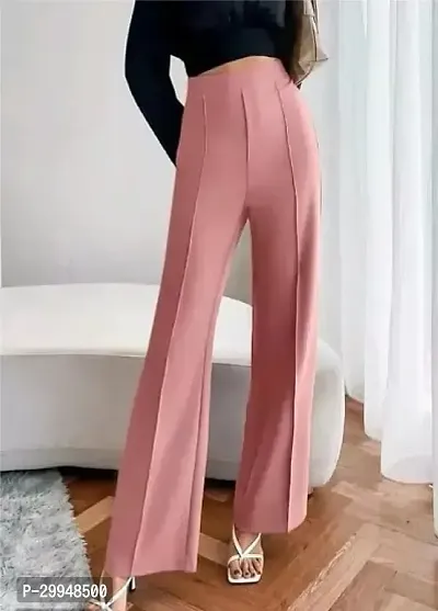 Stylish Cotton Blend Solid Trousers Pant For Women-thumb0