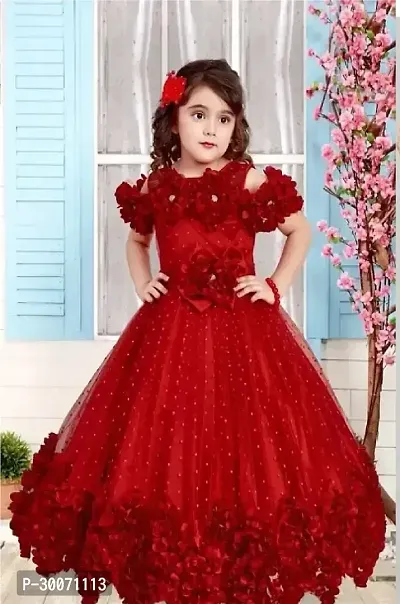 Beautiful Net Fit and Flare Dress For Girl-thumb0