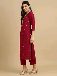 Beautiful Cotton Slub Red Embroidered Kurta Pant And Dupatta Set For Women-thumb3