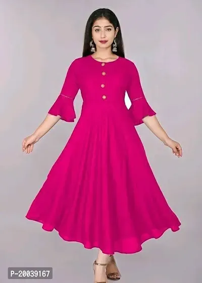 Stylish Rayon Solid Anarkali Kurta For Women