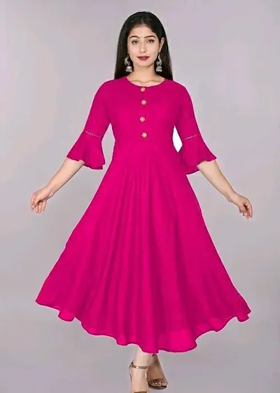 Elegant Solid Rayon Kurta For Women