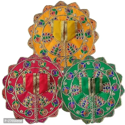 Laddu Gopal Holi Dress (Set of 3 Ladoo Gopal G Fancy Poshak), Ladu Gopal Ji Dress, Kanha Dresses Collection Store, Mathura (Yellow, Green, Red, Size 3)-thumb0