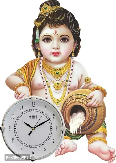 Shree Krishan Ji Wooden Wall Clock for Home and Office-thumb0