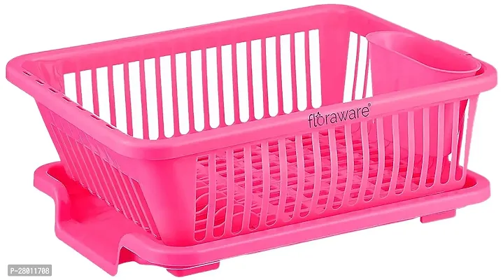 Pink 3 in 1 Large Durable Plastic Kitchen Sink Dish Rack Drainer Drying Rack Washing Basket-thumb2