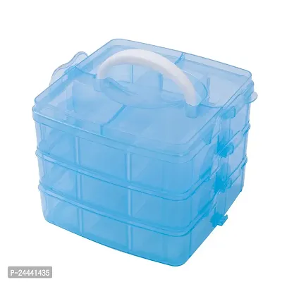 18 Grid 3 Layer Plastic Storage Organizer(Blue pack of 1)