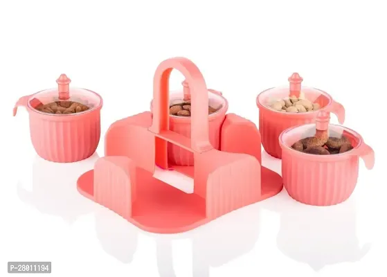 tvAt Pink Snack Bowl with Cover Tray, 4 Removable dip Bowls are Used for Snack, Potato Chips, Fruits, Candies, and Condiments - Perfect for Birthday, Parties, Holiday, Gift-thumb3