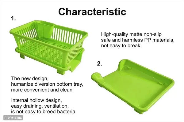 Green 3 in 1 Large Durable Plastic Kitchen Sink Dish Rack Drainer Drying Rack Washing Basket-thumb4