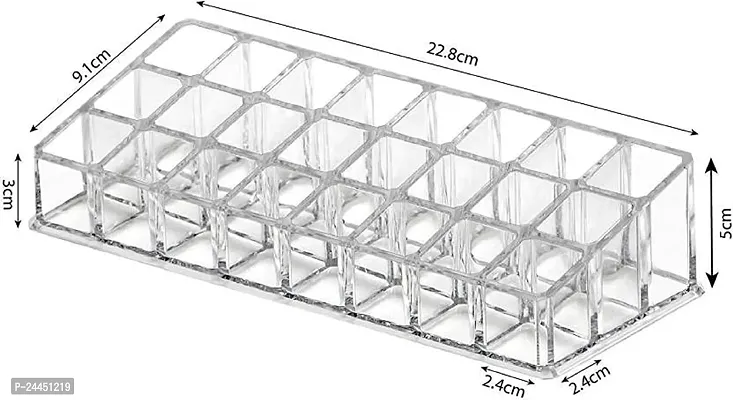 24 Compartment Luxurious Clear Acrylic Makeup Organiser // Lipstick Holder Case//Nail Paint, Brush Tray-thumb0