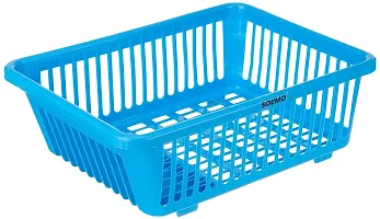 Blue 3 in 1 Large Durable Plastic Kitchen Sink Dish Rack Drainer Drying Rack Washing Basket with Tray for Kitchen, Dish Rack Organizers, Utensils Tools Cutlery-thumb2