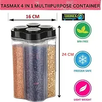 tvAt 4 PcsTransparent 4 Section Plastic Lock Food Storage Container Jar for Grocery  Kitchen Storage Container for Sugar, Coffee, Rice(Black color)-thumb1