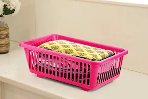 Pink 3 in 1 Large Durable Plastic Kitchen Sink Dish Rack Drainer Drying Rack Washing Basket-thumb3