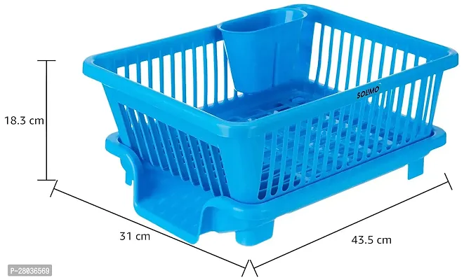 tvAt Blue 3 in 1 Large Durable Plastic Kitchen Sink Dish Rack Drainer Drying Rack Washing Basket with Tray for Kitchen, Dish Rack Organizers, Utensils Tools Cutlery-thumb4