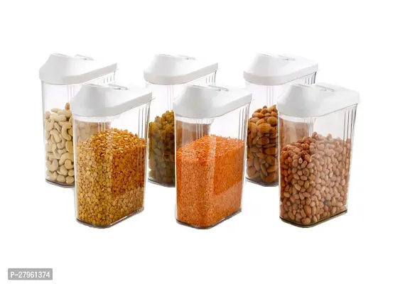 tvAt 6 Pcs Plastic Easy Flow Dispenser 750ml, Kitchen Storage Containers Jars Plastic Dispenser/Container/Jar Set for Cereals, Rice, Pulses